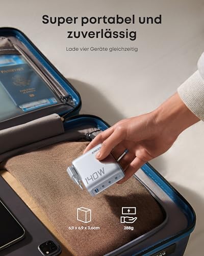 Anker 140W USB-C Ladegerät, 4 Anschlüsse, Power Delivery